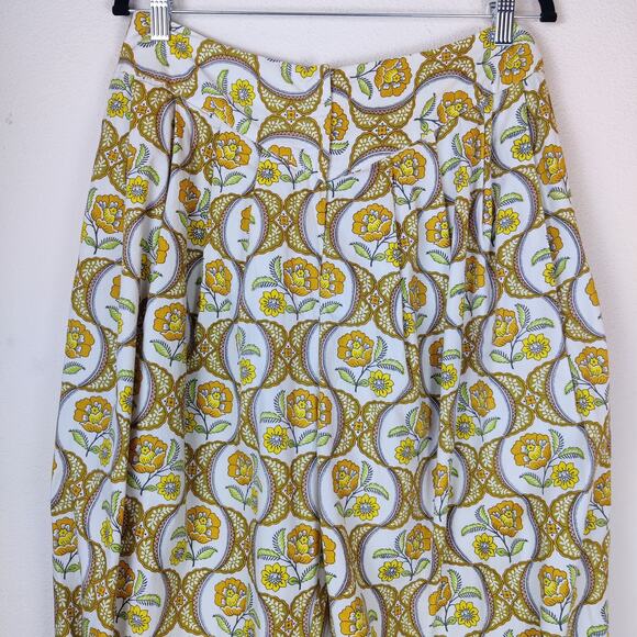 Antik Batik Tanissa Oversized Harem Pant Cotton Poplin REtro Yellow Floral Large - Picture 5 of 16